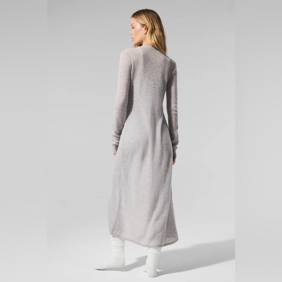 NWT ALO Yoga Sheer Cashmere Long Cardigan Athletic Heather Grey XS - Picture 8 of 9